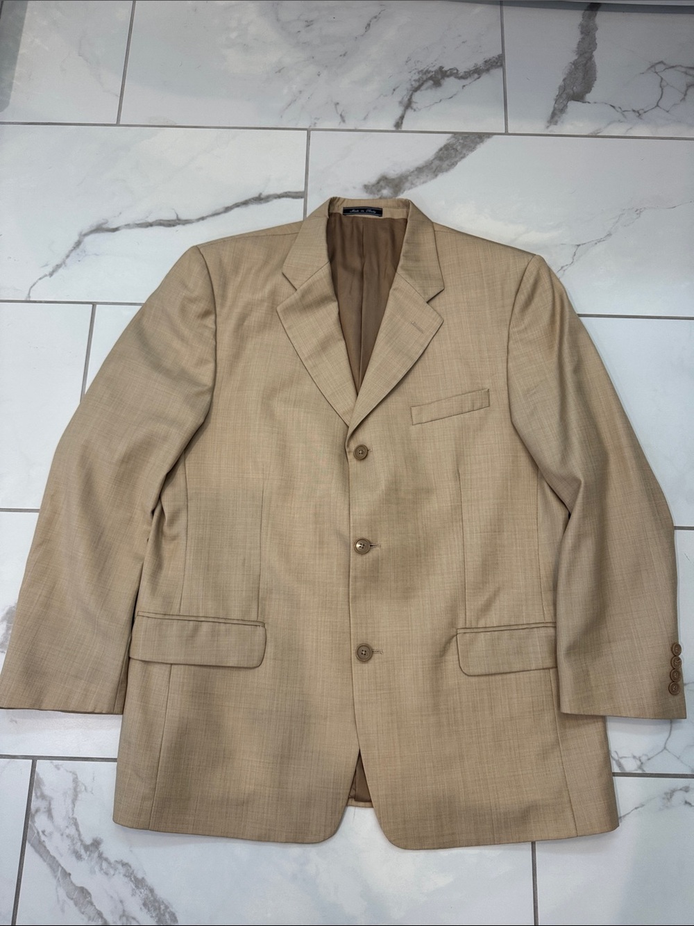 Bachrach 44R Men's Beige Single-Breasted Blazer